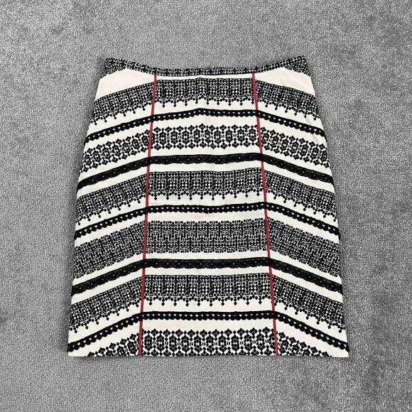 Anthropologie Tabitha Women’s Size 0 Geometric Black White Mini Skirt Zipper - Picture 1 of 4